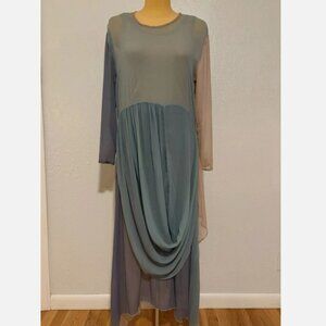 URU KRISTINE ST.RRIK Vintage Pastels Dress Sheer Silk Cowl Ethereal Fairy